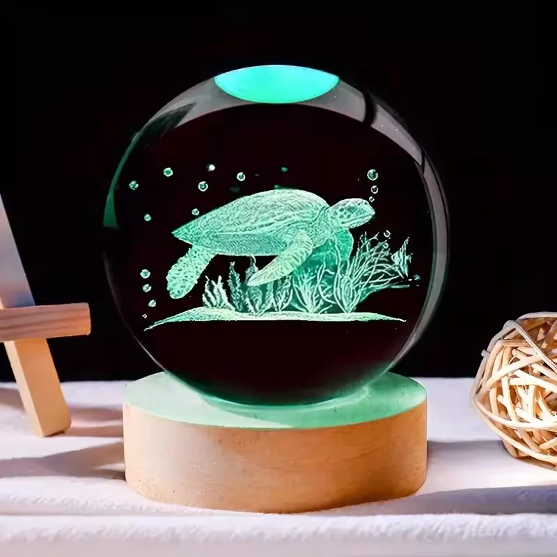 lampada da comodino con sfera di cristallo