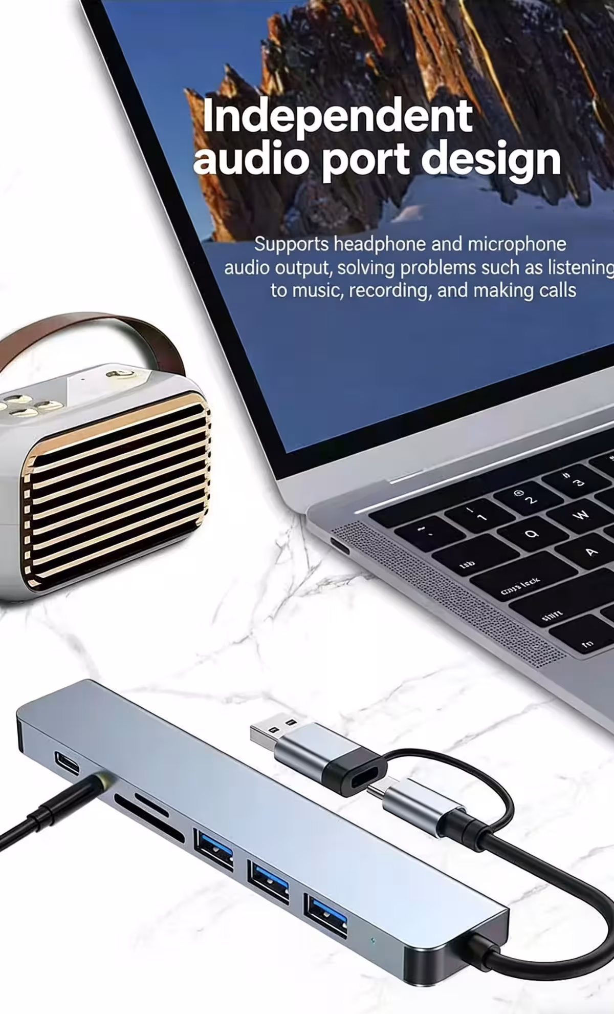 USB C šakotuvas Thunderbolt 3
