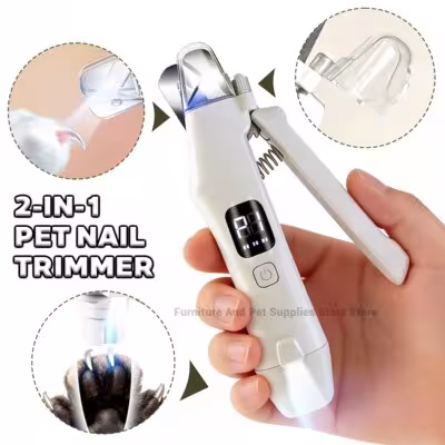 Tondeuse et lime à ongles électrique 2 en 1 pour chien avec lumières LED