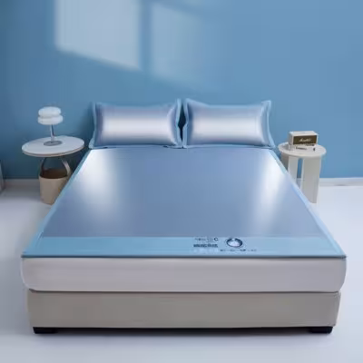 Cooling summer ice silk mattress cover with carbon fiber, wide edge and pillowcase