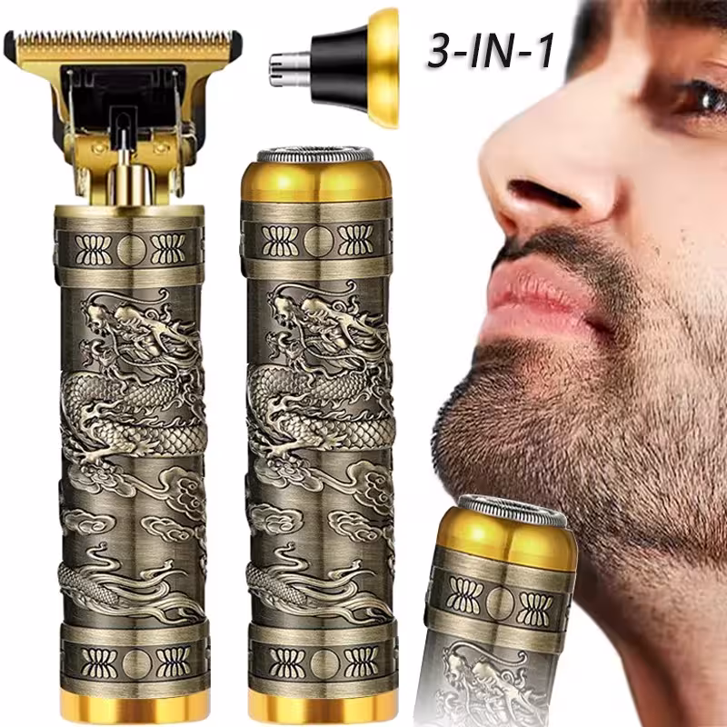 Afeitadora eléctrica masculina T9 3in1 con recortador para barba, nariz y vello de orejas, recargable