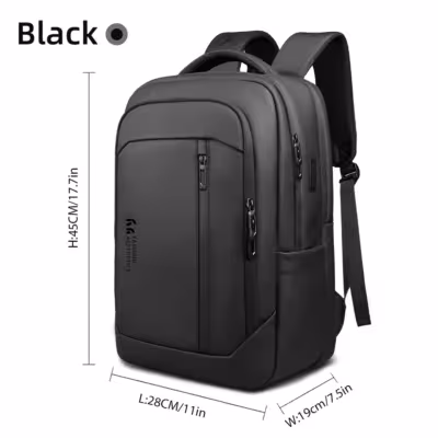 Sac à dos de voyage HK nouveau design pour homme, travail et affaires, 17 pouces pour ordinateur portable avec USB
