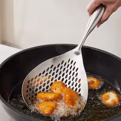 Cucchiaio forato in acciaio inossidabile per cucinare e bollire, grande, resistente