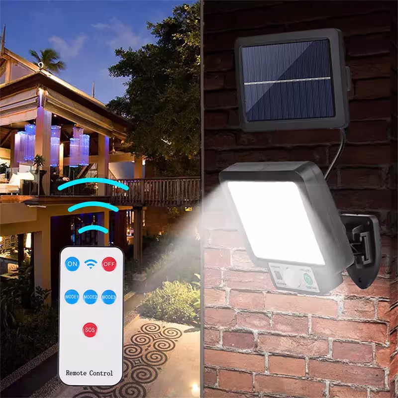 Lampada da parete solare LED impermeabile per esterni con sensore di movimento e 3 modalità operative