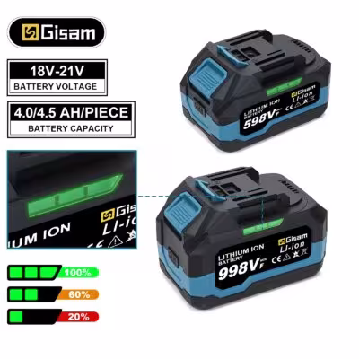 Gisam 4.0AH und 4.5AH Lithium-Ionen-Batterie für drahtlose Bohrer, Winden und Spannschlüssel, die mit Makita 18V-Werkzeugen kompatibel sind