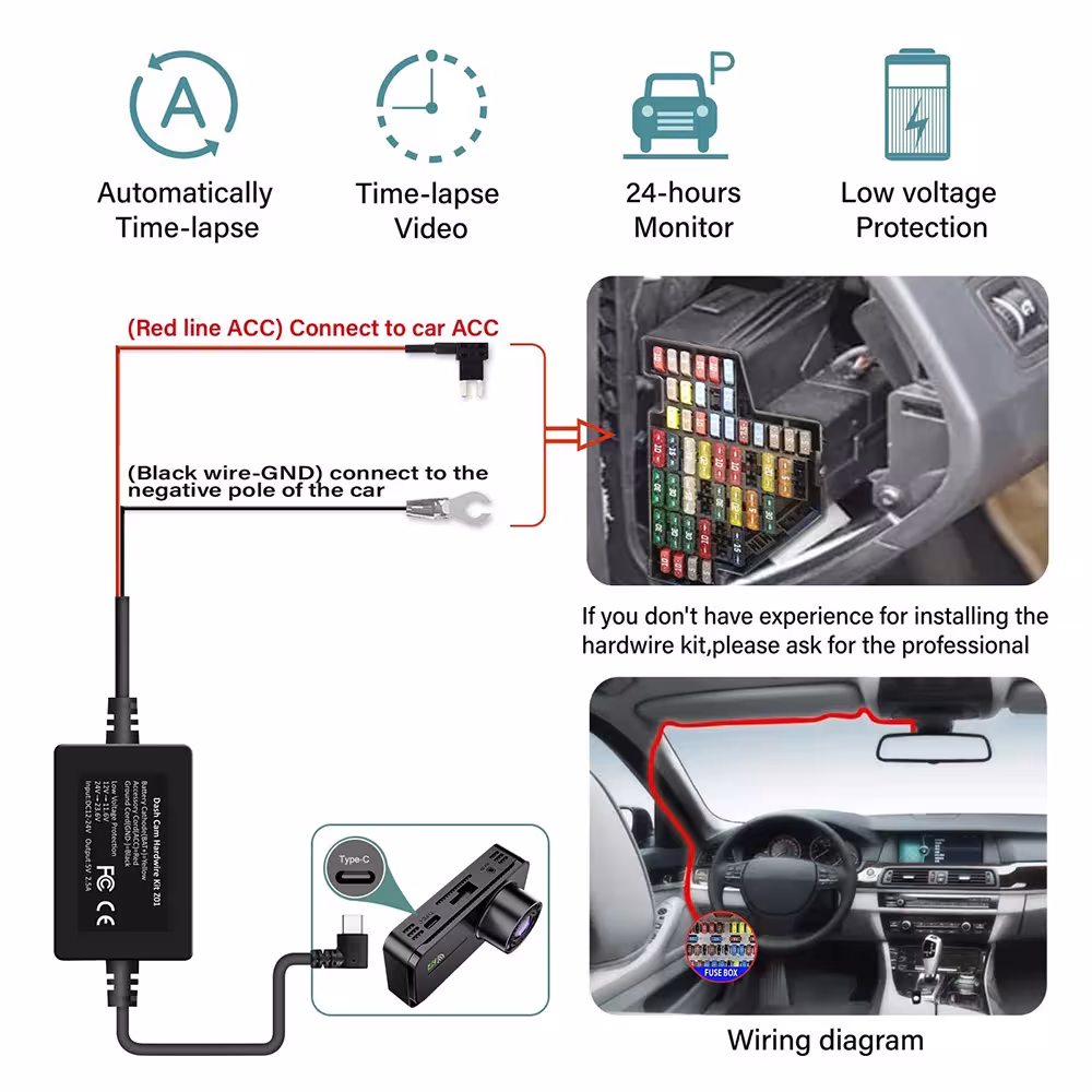 Enregistreur vidéo pour voiture avec 4 canaux