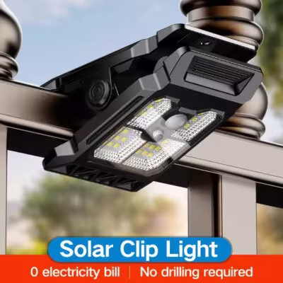 Zmodernizowana inteligentna lampa solarna z klipsem do oświetlenia ogrodu, tarasu, płotu i ściany