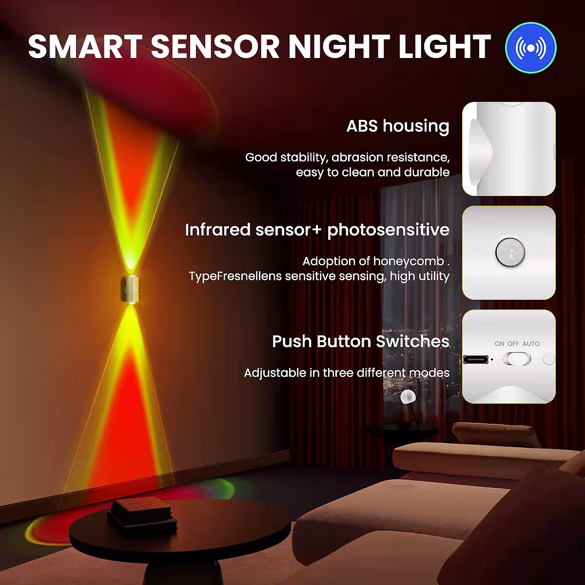 LED night light with motion sensor