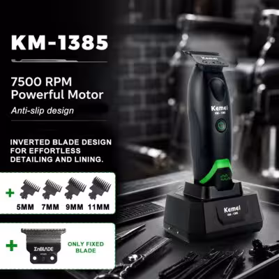 Machine à couper les cheveux pour hommes T-Blade 7500RPM 5W avec écran LED et station de charge.