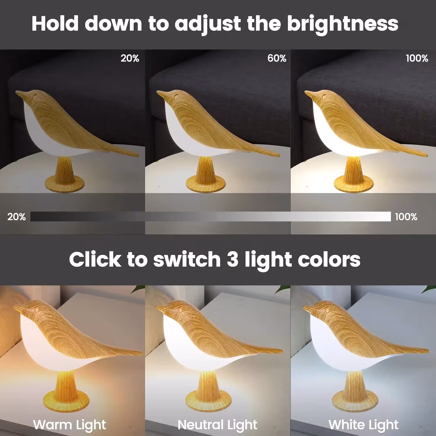 Lampe LED en forme d'oiseau