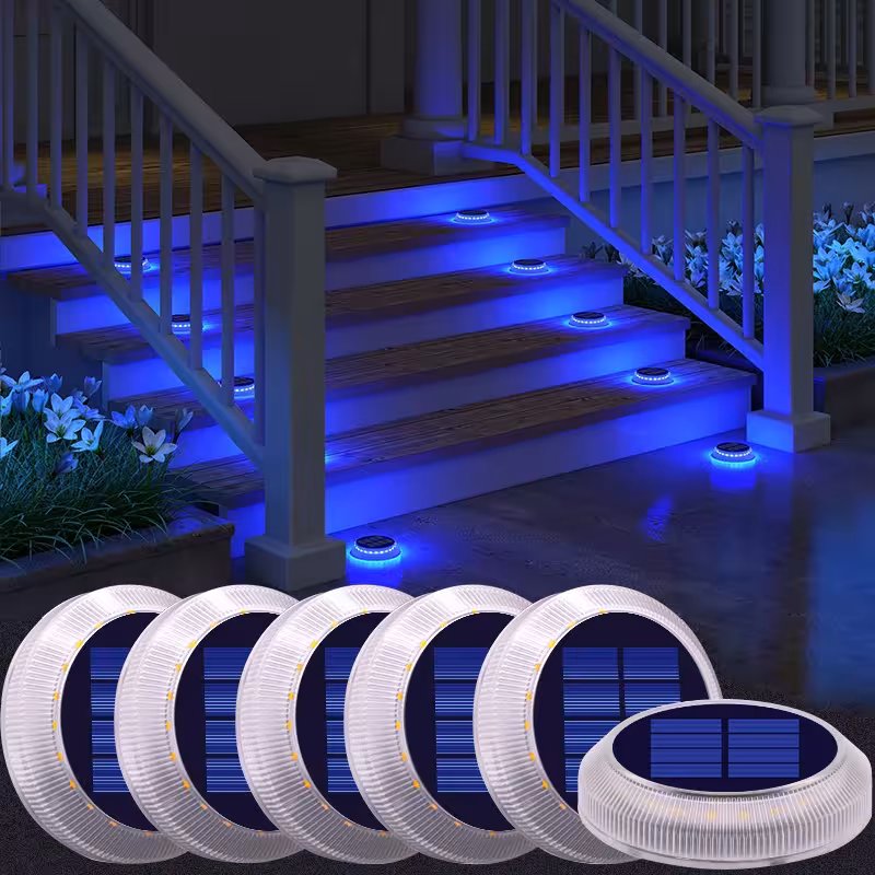 Luci LED a energia solare per esterni, adatte per vialetti, scale, terrazze e ingressi, resistenti all'acqua IP68, confezione da 6.