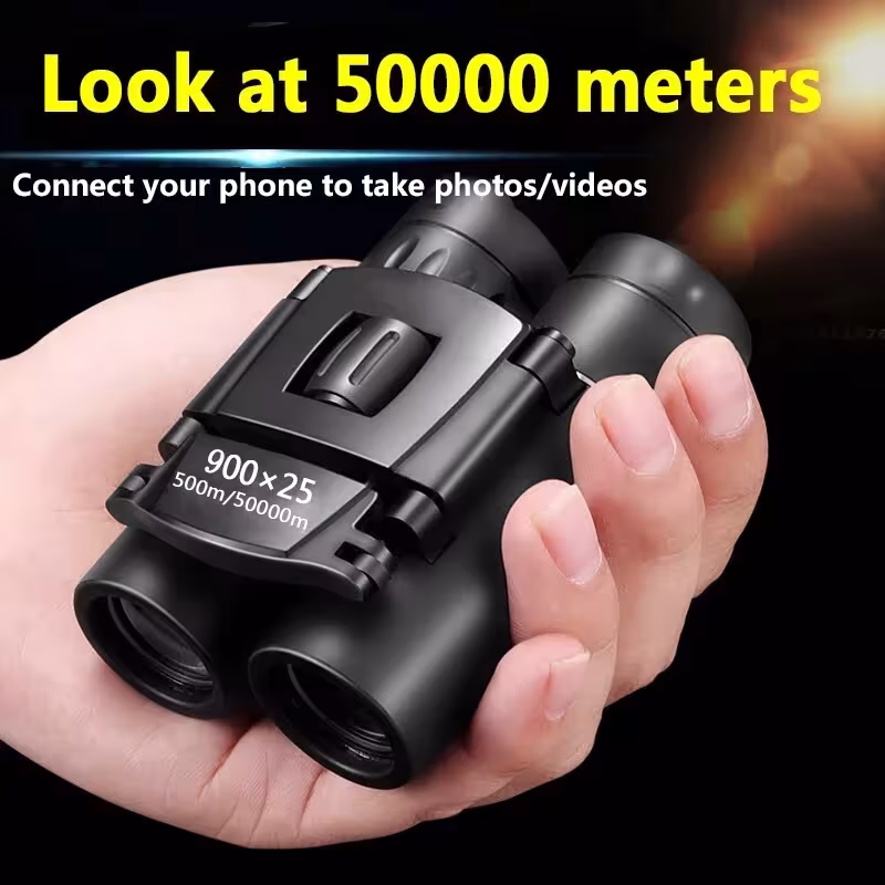 900×25 HD powerful compact binoculars with BAK4 prism, foldable, for hunting and camping