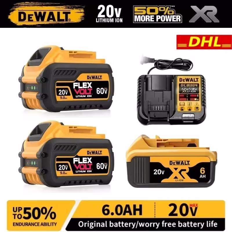 Originali Dewalt 20V baterija 2.0Ah-9.0Ah DCB200 DCB609 DCB206 DCB606 DCD805 pakaitinis akumuliatorius elektriniams įrankiams