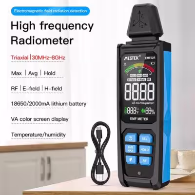 Elektromagnetischer Strahlungsdetektor, EMF-Messgerät 30-8GHz RF/Magnetfeld-/Elektrfeld-Tester mit VA-Farbbildschirm, Temperatursensor