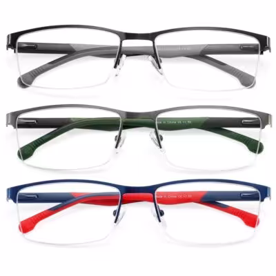 MODFANS men's reading glasses with blue light filter, 3 pcs, lightweight metal frame