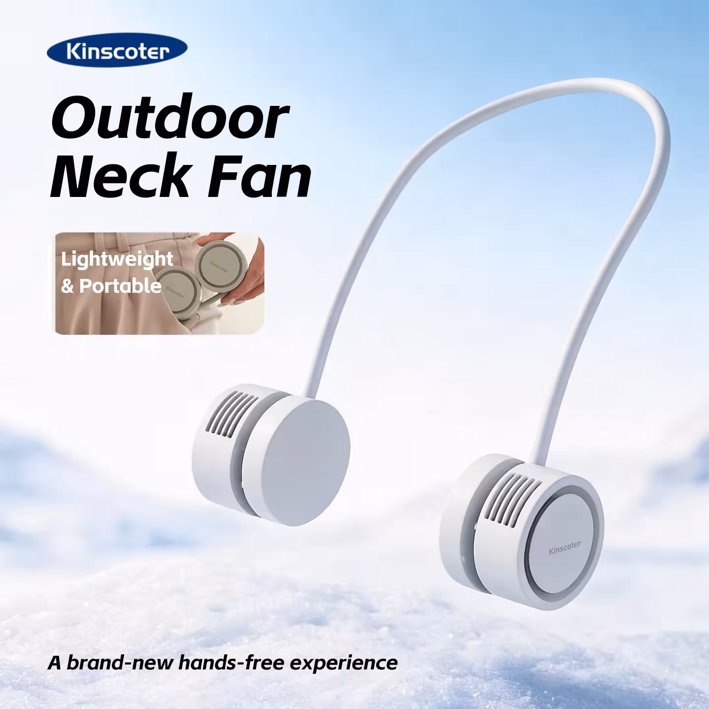 Portable Foldable Neck Fan with USB Charging, 1600mAh Battery, Quiet Fan for Sports