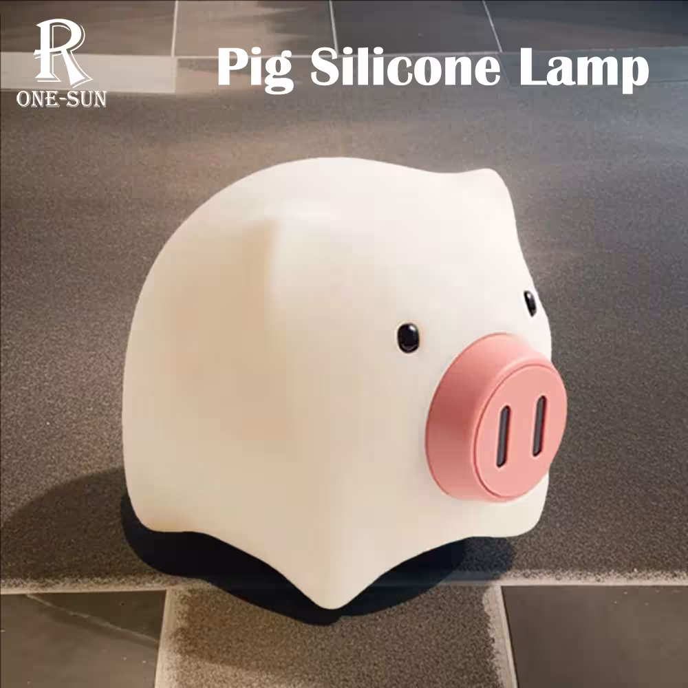 Lampada notturna in silicone a forma di maialino, con 2 colori LED, ideale per bambini e arredamento della casa