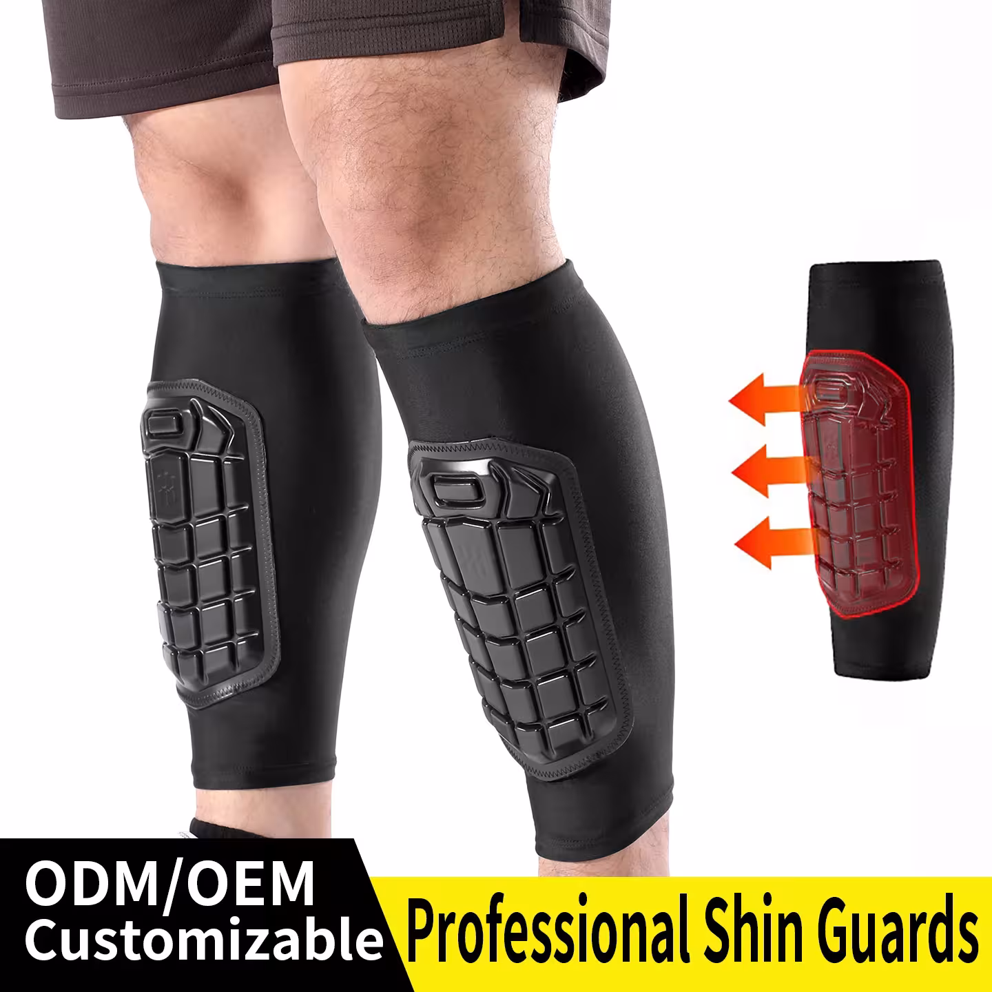 Shin guards for children and adults with padded inserts, breathable