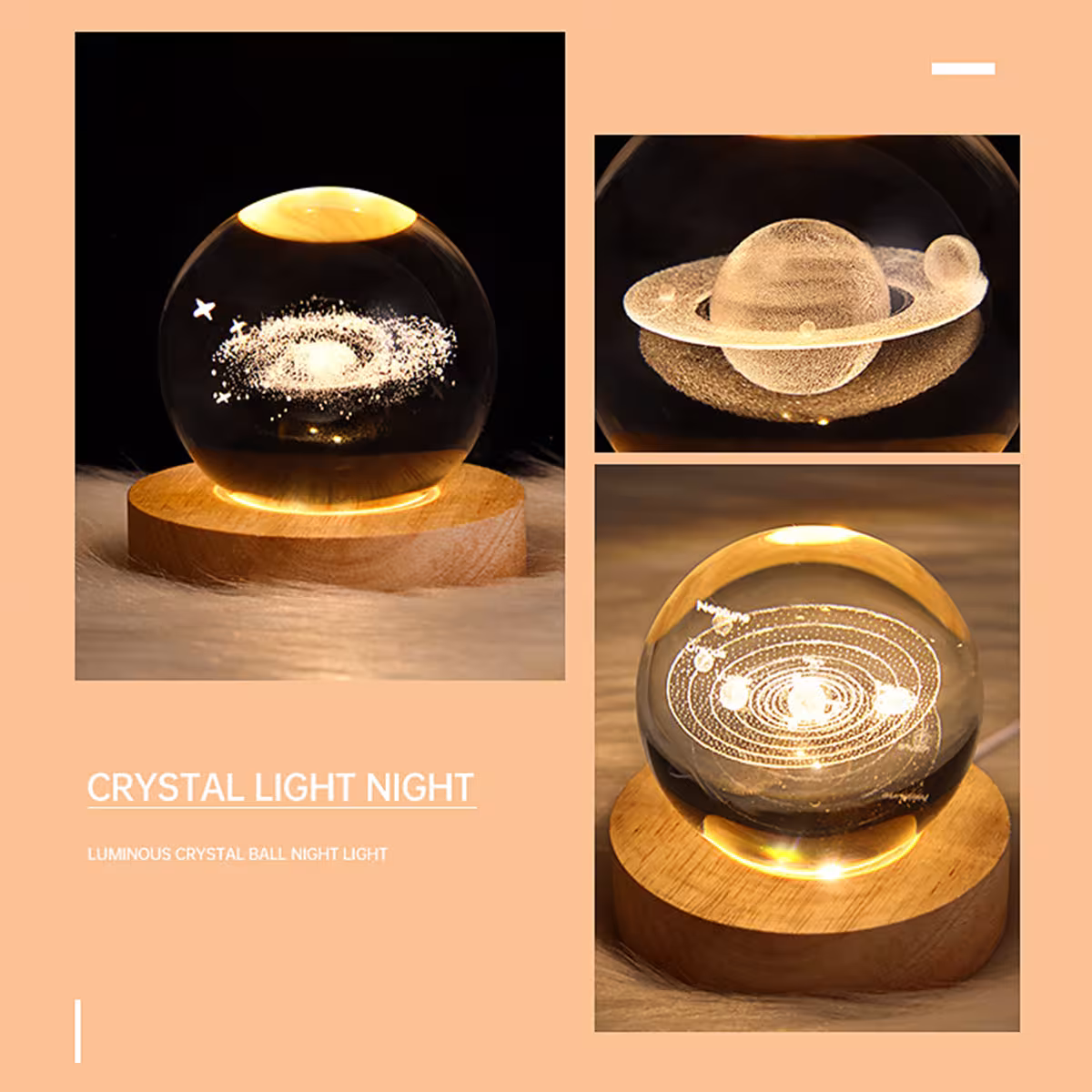 lampe de nuit en forme de boule de cristal