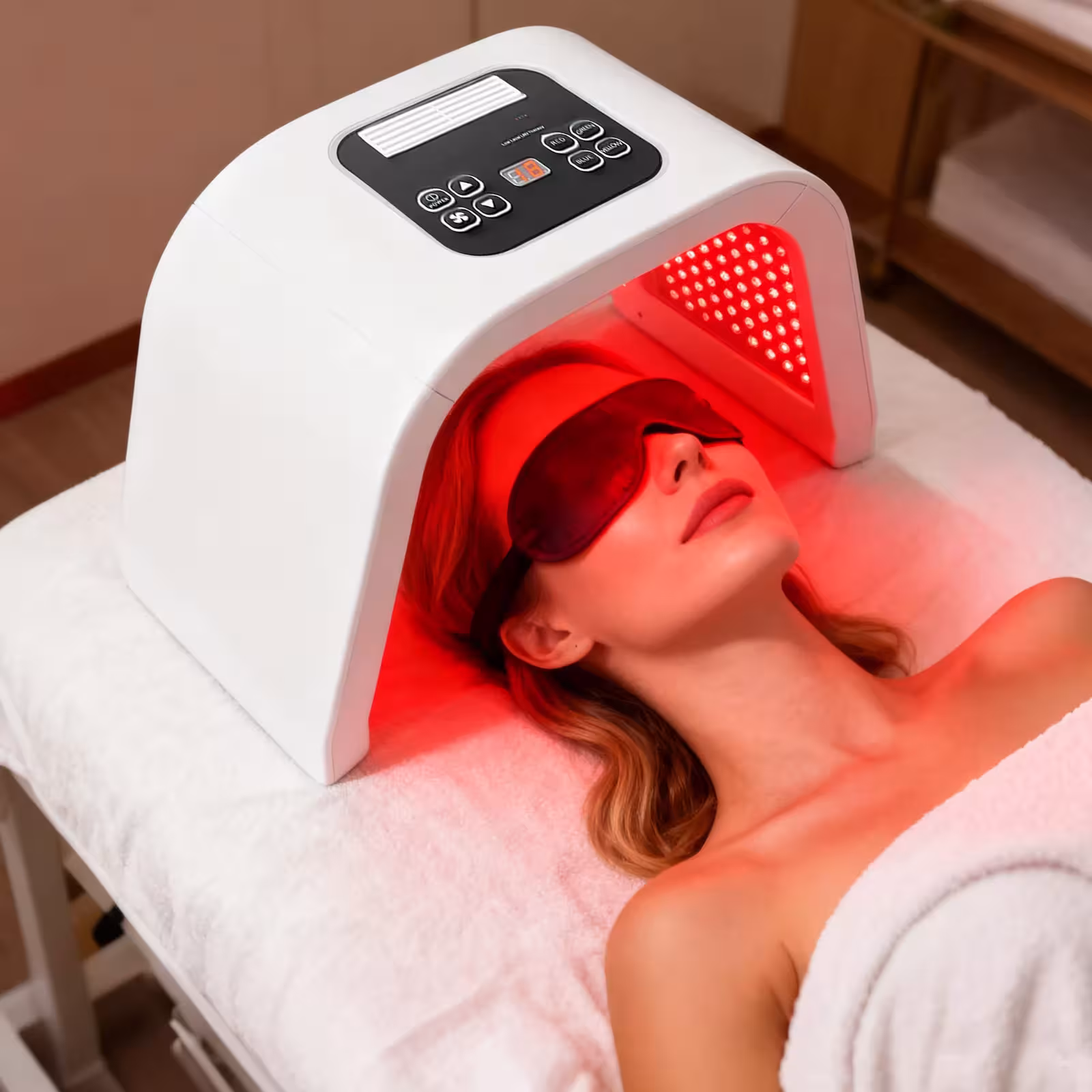 Maschera LED per fototerapia a 7 colori con 287 LED, dispositivo di bellezza professionale per saloni e uso domestico