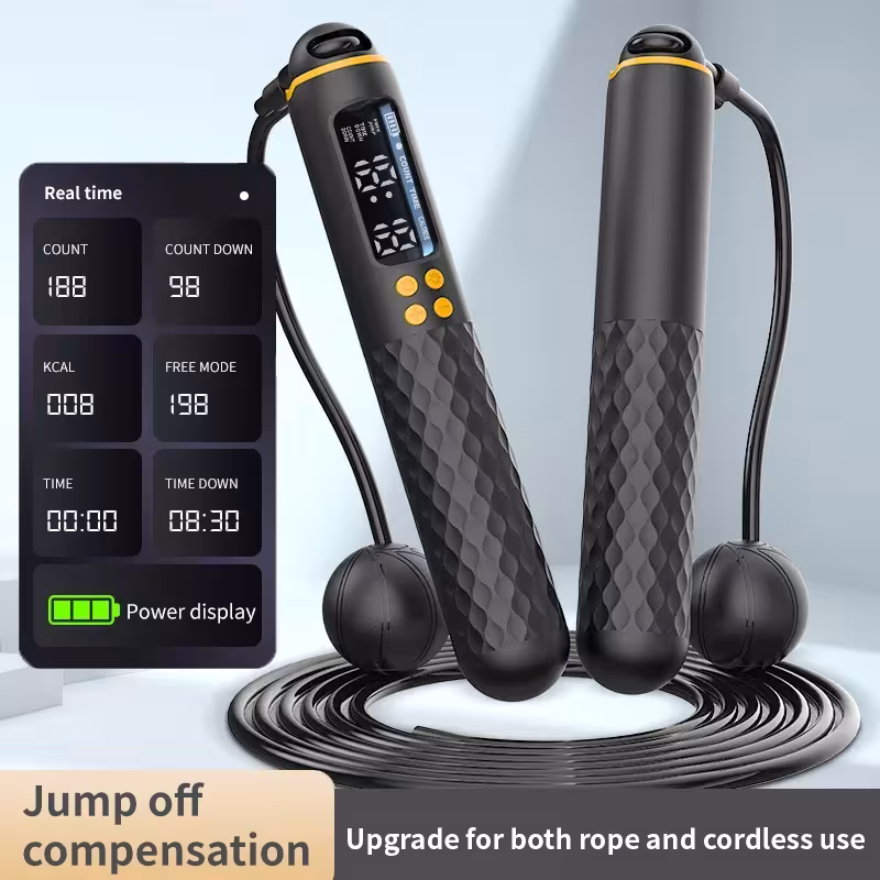 Cuerda de salto digital inalámbrica con carga USB y contador de calorías, ajustable, máquina de ejercicio sin cable