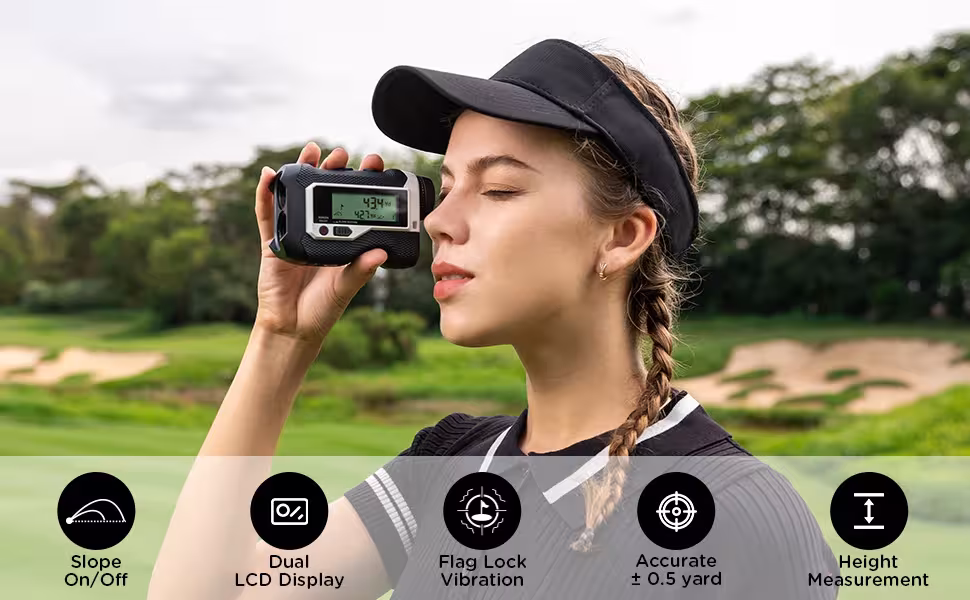 Golf lazerinė nuotolio matavimo sistema