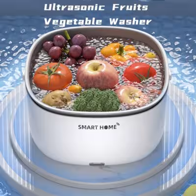 Nettoyeur à ultrasons pour légumes et fruits, élimine les résidus de pesticides, appareil de nettoyage de cuisine portable avec panier.