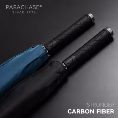 Carbon fiber men's umbrella for business style, 8 ribs, windproof, genuine leather handle, golf umbrella