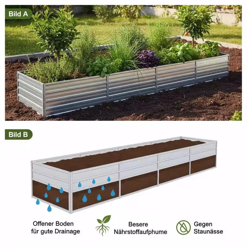 bac à fleurs en métal pour jardin