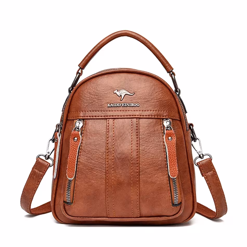 4 in 1 Leather Women's Backpack with Messenger Function for Travel
