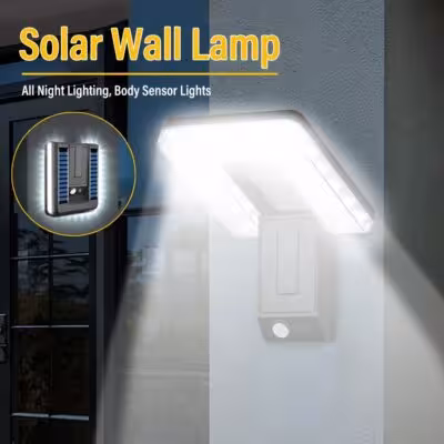 Lampada solare LED per esterno con sensore di movimento, angolo di 120°, pieghevole, IP65