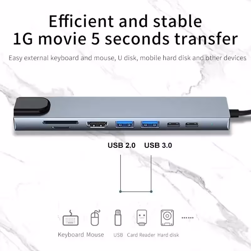 Adaptador USB C 8 en 1