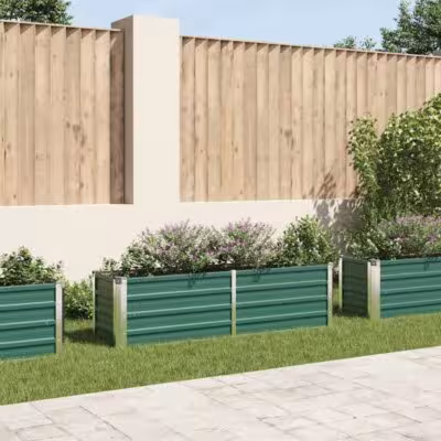 Jardinera elevada de metal de 160x40x45 cm para el jardín, caja de cultivo de acero galvanizado para uso en exteriores