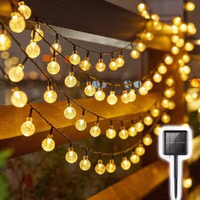 Guirlande lumineuse LED solaire avec ampoules en forme de bulles, pour l'extérieur, étanche IP44
