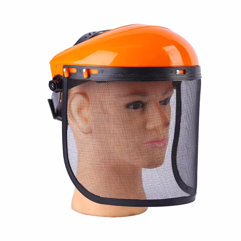 casco protector facial con malla