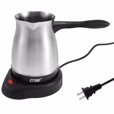 Electric stainless steel coffee machine for brewing Turkish coffee, espresso, mocca, and hot milk, 600W