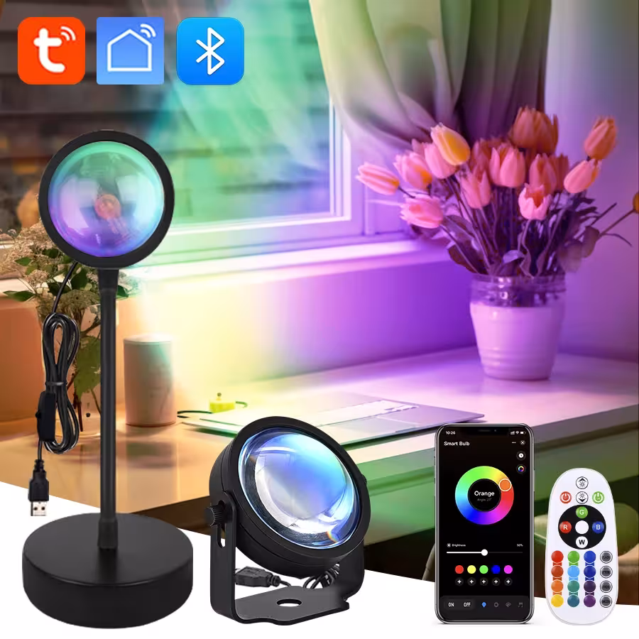 Smart sunset projector LED lamp with USB power and app control