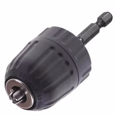 Kabellose Bohrmaschinenspannzange, 0,8–10 mm, mit 3/8''-24UNF Gewinde und 1/4'' Innensechskant.