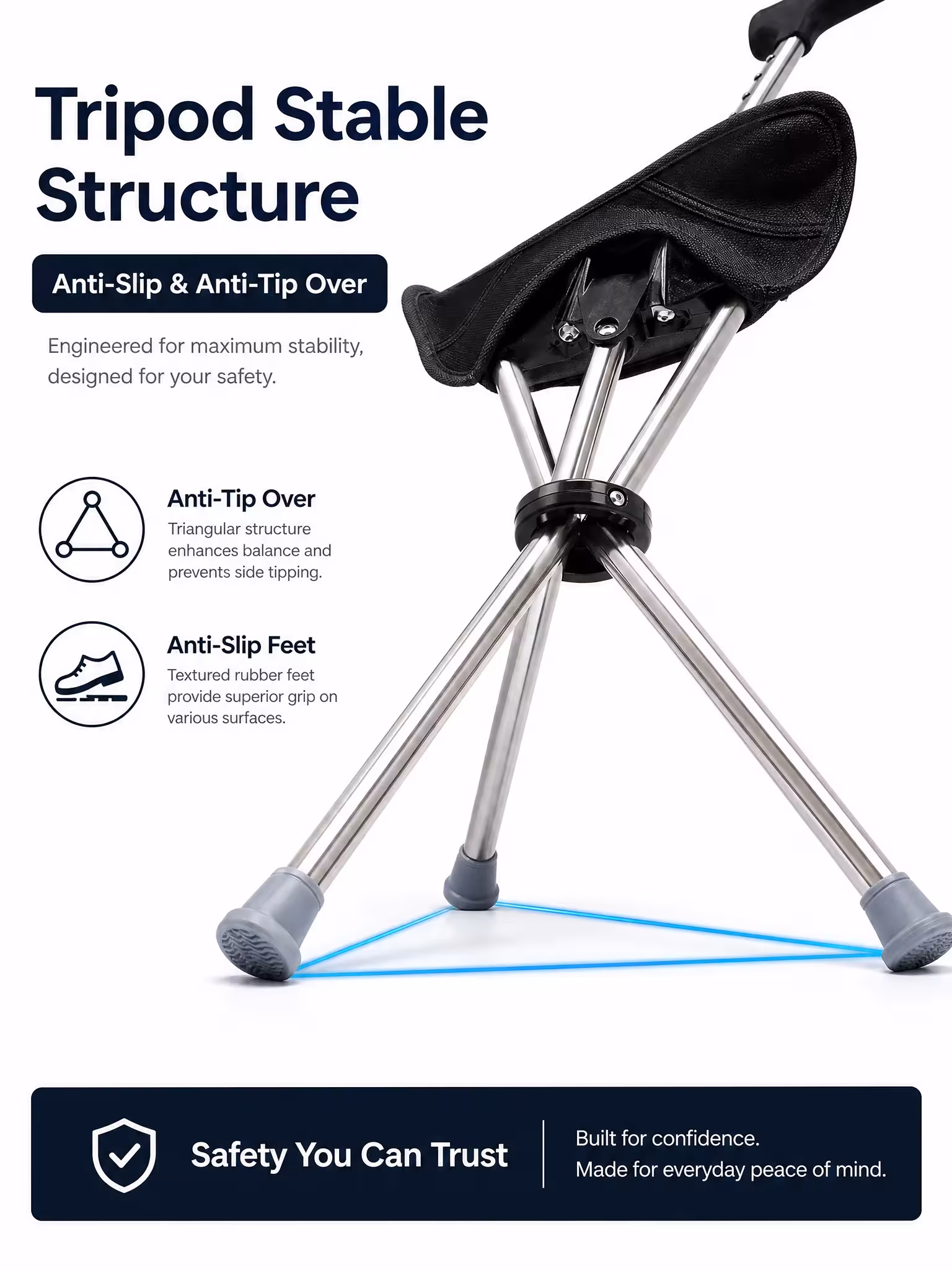 silla plegable con bastón