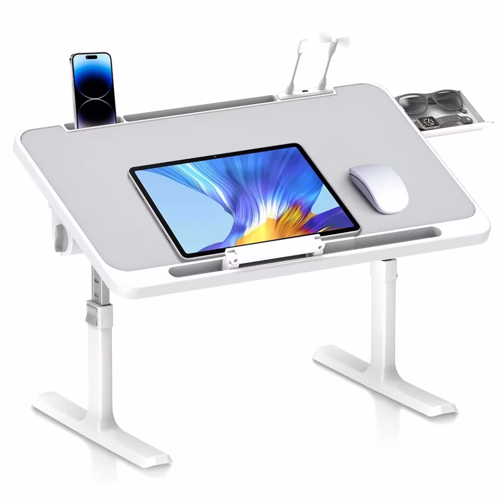 Table pliable portable pour ordinateur, hauteur et angle réglables, idéale pour travailler debout sur le canapé ou par terre
