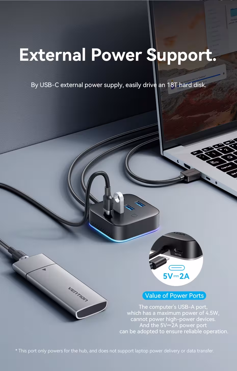 USB hub with RGB lighting