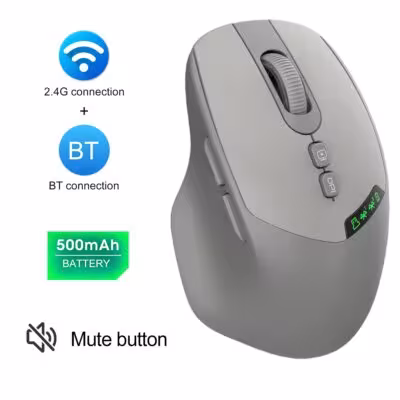 Souris sans fil Bluetooth avec écran numérique, fonctionnement silencieux, 500mAh, rechargeable, souris de bureau à 7 boutons