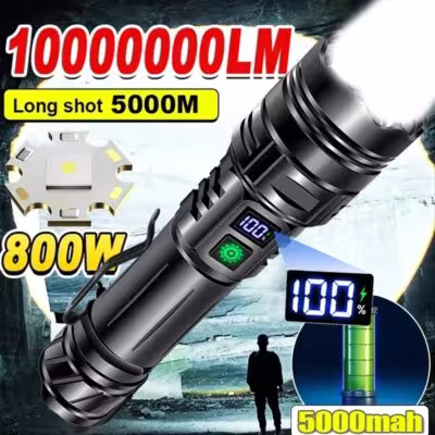 Rechargeable GT10 LED žibintuvė super šviesi nešiojama taktinė lempa