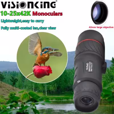 Longue-vue étanche Visionking 10-25x42 avec zoom et poignée.