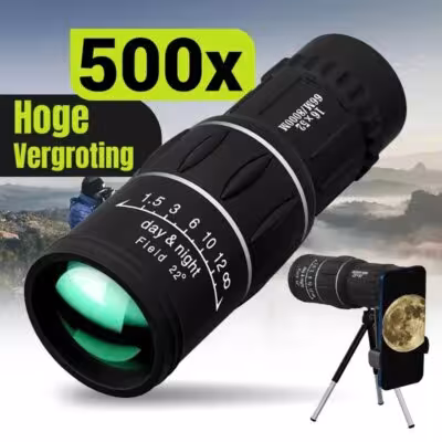Monocular 16x52 con doble enfoque, alta ampliación y función de visión nocturna
