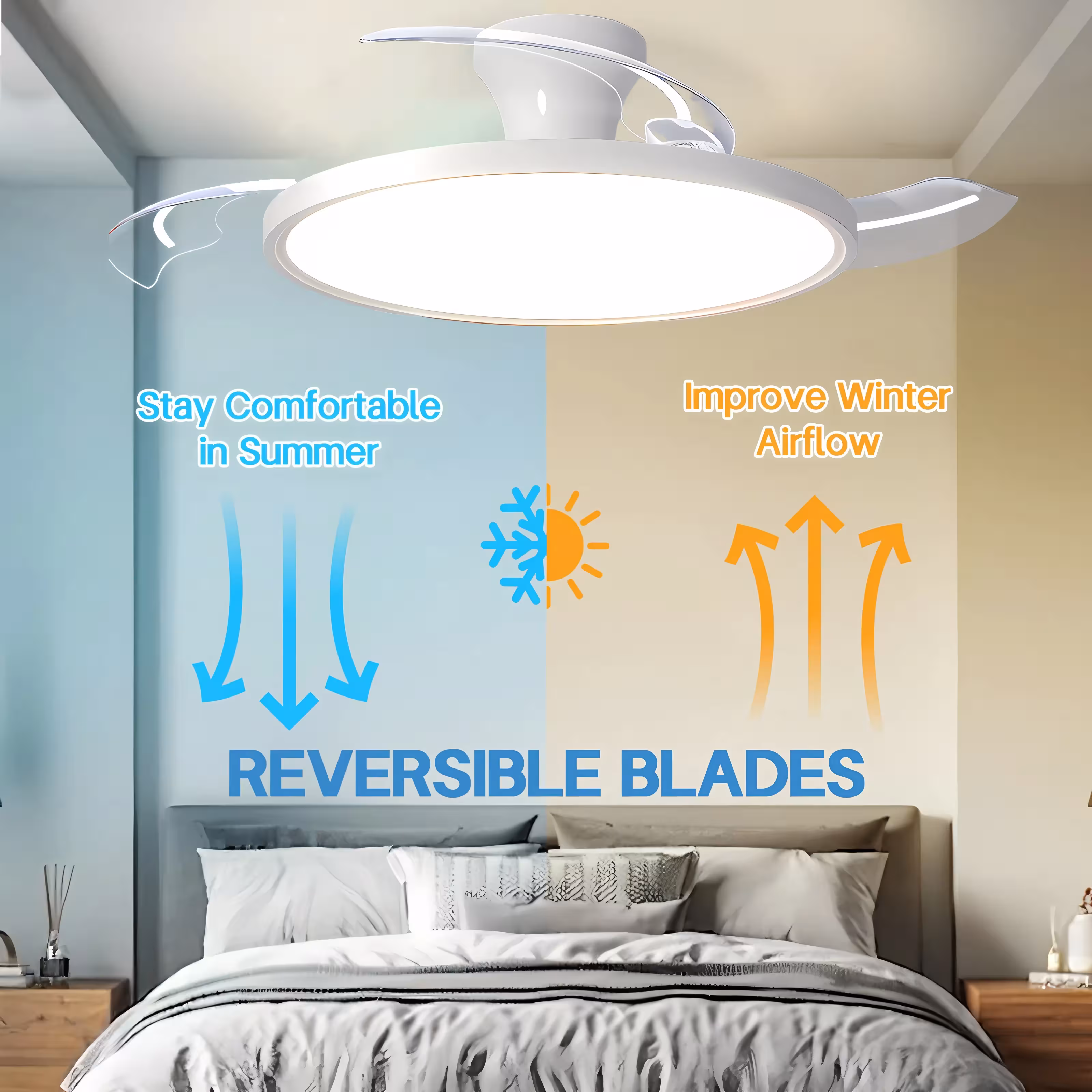 ventilatore a soffitto intelligente con luce
