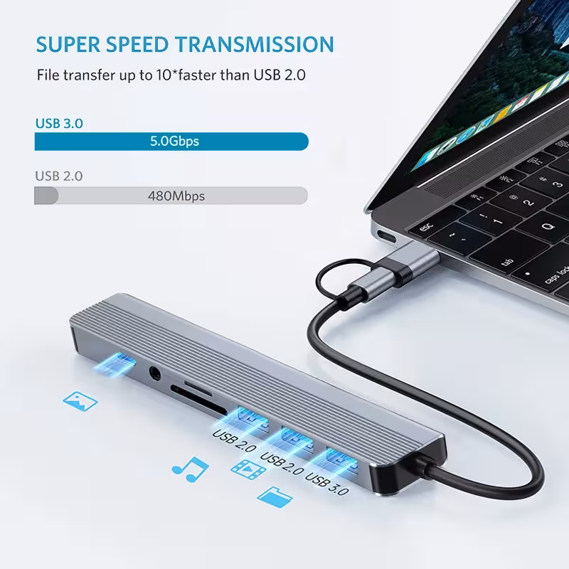 Adaptador USB 8 en 1