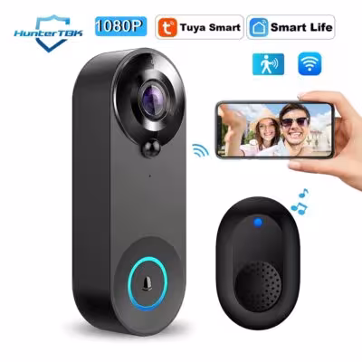 Timbre de video inteligente WiFi 1080P con sensor de movimiento, visión nocturna, aplicación Tuya Smart