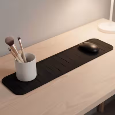 Alfombrilla protectora para lavabo de baño con esquinas redondeadas, 44x12,5 cm