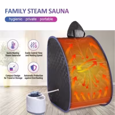 Tragbare Dampfsauna für den Hausgebrauch, 3L, 1000W Generator, Fernbedienung und klappbarer Stuhl